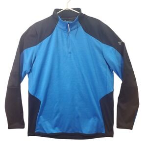 Under Armour Mens ColdGear Reactor 1/4 Zip Pullover Blue Black XL Fitted Top